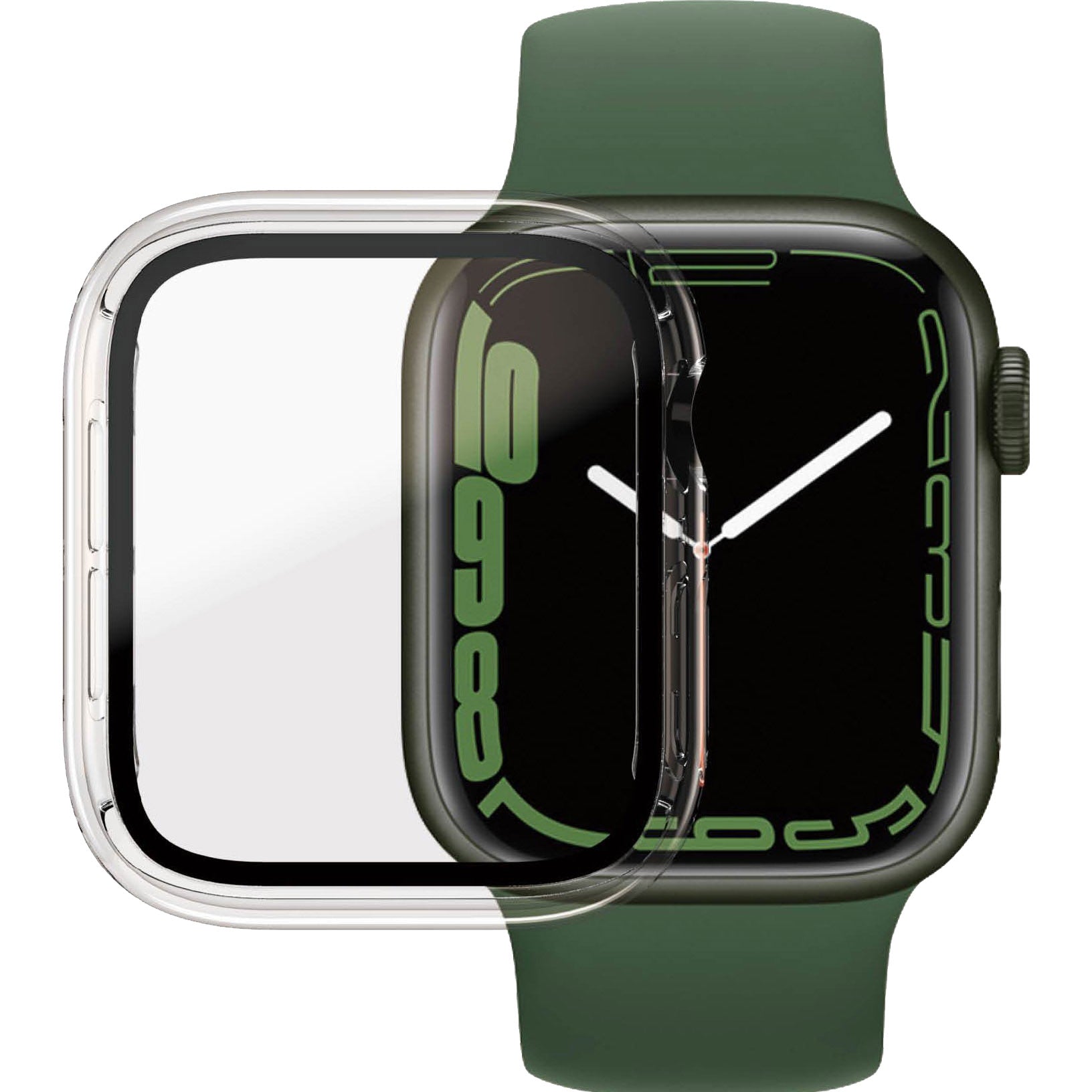 Antibakterielles Glas + Schutzhülle Panzerglass Full Body für Apple Watch 41 mm, transparenter Rahmen