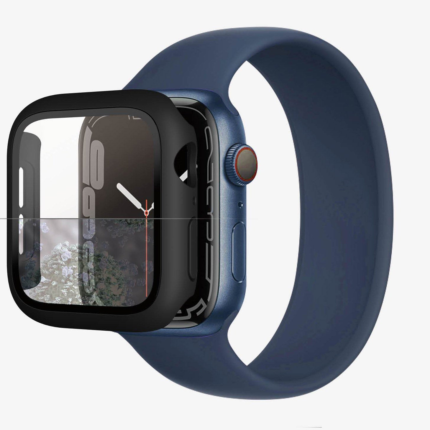 Antibakterielles Glas + Schutzhülle Panzerglass Full Body für Apple Watch 45 mm, schwarzer Rahmen