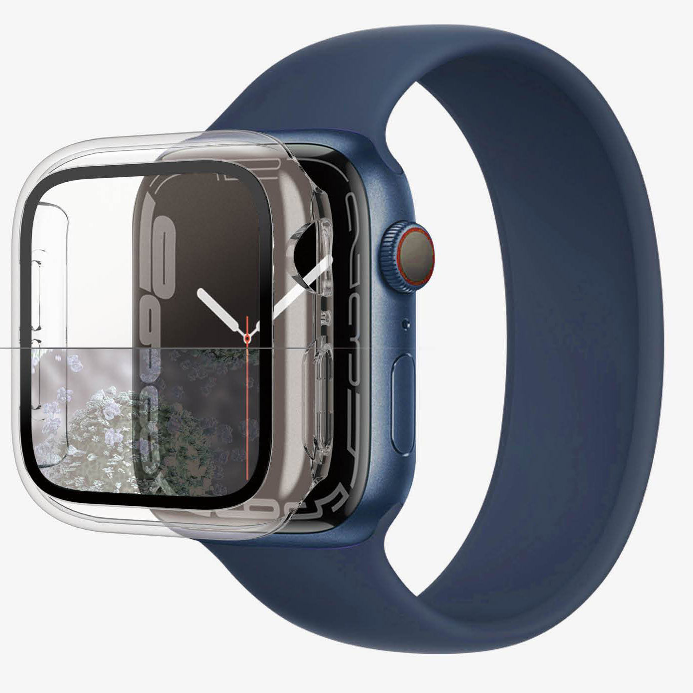 Antibakterielles Glas + Schutzhülle Panzerglass Full Body für Apple Watch 45mm, transparenter Rahmen