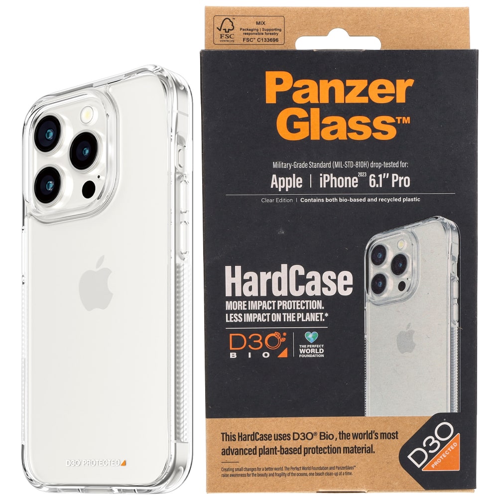 Antibakterielle Schutzhülle PanzerGlass HardCase für Apple iPhone 15 Pro, Transparent