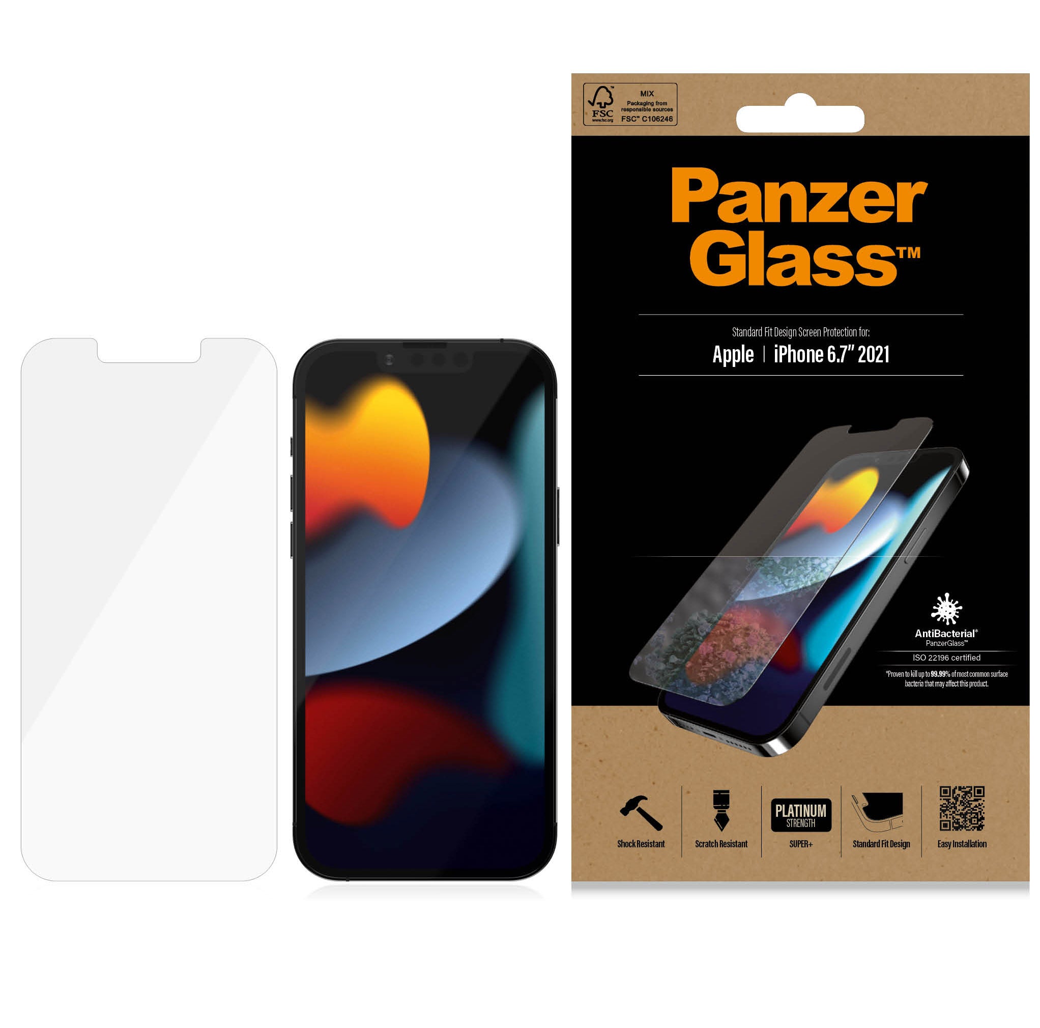 Glas PanzerGlass Standard Fit Super+ für iPhone 13 Pro Max, Transparent