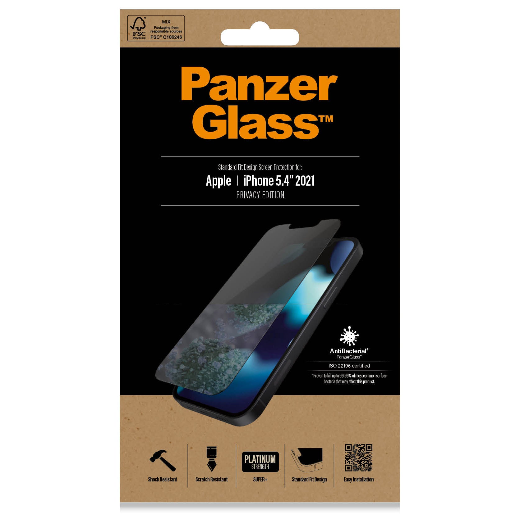 Gehärtetes Glas Panzerglass Privacy für iPhone 13 Mini, abgedunkelt