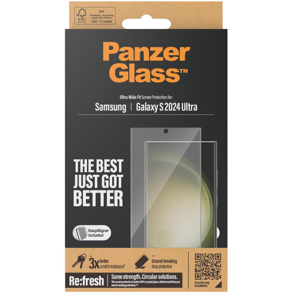 Gehärtetes Glas PanzerGlass Refresh Ultra-Wide-Fit Easy Aligner für Galaxy S24 Ultra