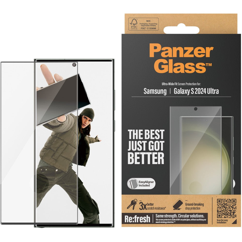 Gehärtetes Glas PanzerGlass Refresh Ultra-Wide-Fit Easy Aligner für Galaxy S24 Ultra