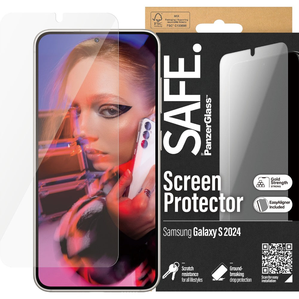 Gehärtetes Glas für das gesamte Display für Galaxy S24, Safe by PanzerGlass Ultra-Wide Fit EasyAligner
