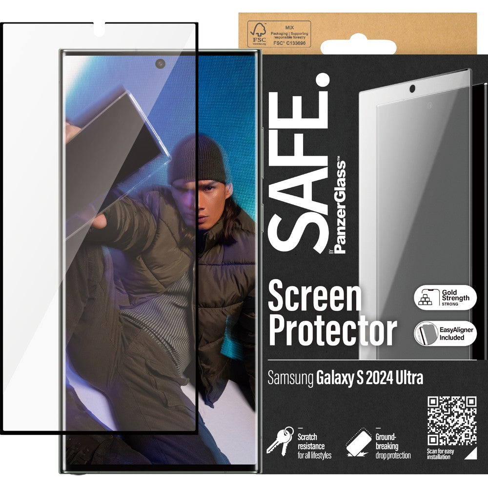 Gehärtetes Glas für das gesamte Display für Galaxy S24 Ultra, Safe by PanzerGlass Ultra-Wide Fit EasyAligner