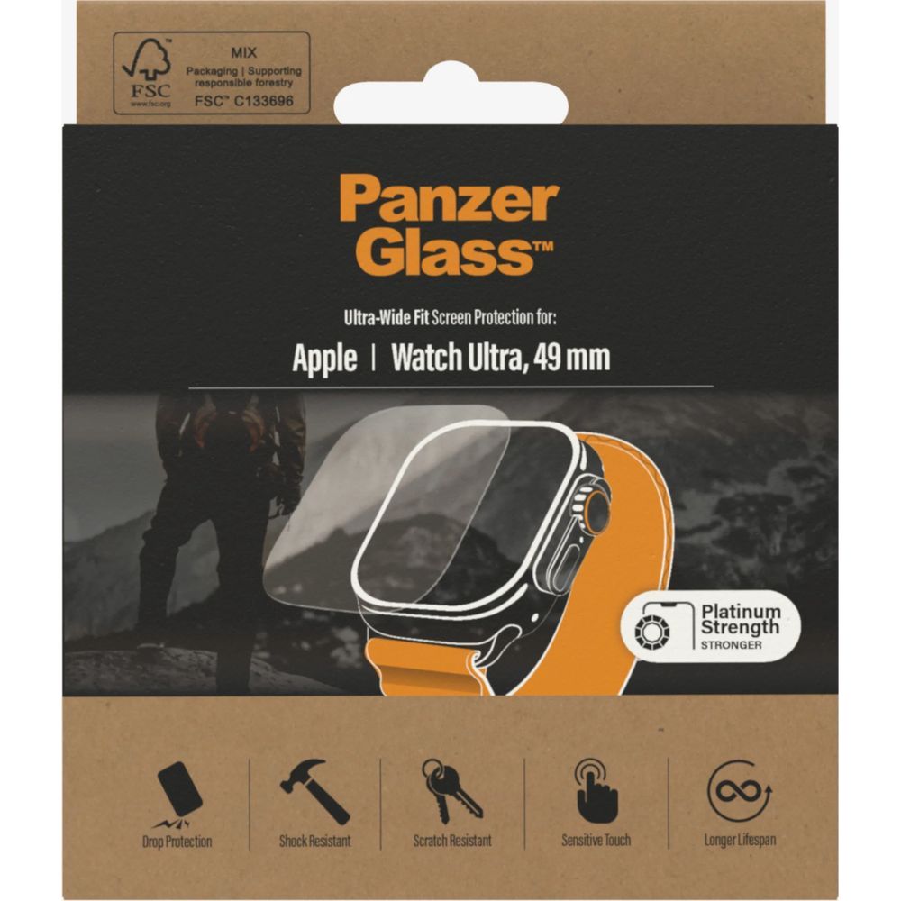 Gehärtetes Glas PanzerGlass Ultra-Wide Fit für Apple Watch Ultra 2/1 49mm,