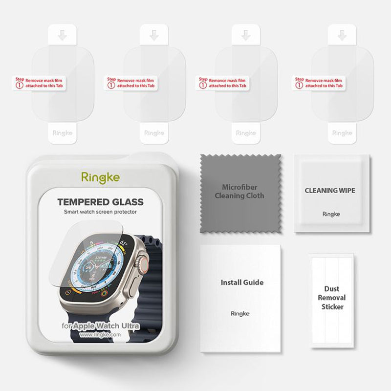 Gehärtetes Glas Ringke ID FC Glass für Apple Watch Ultra 2/1 49 mm, 4 Stück