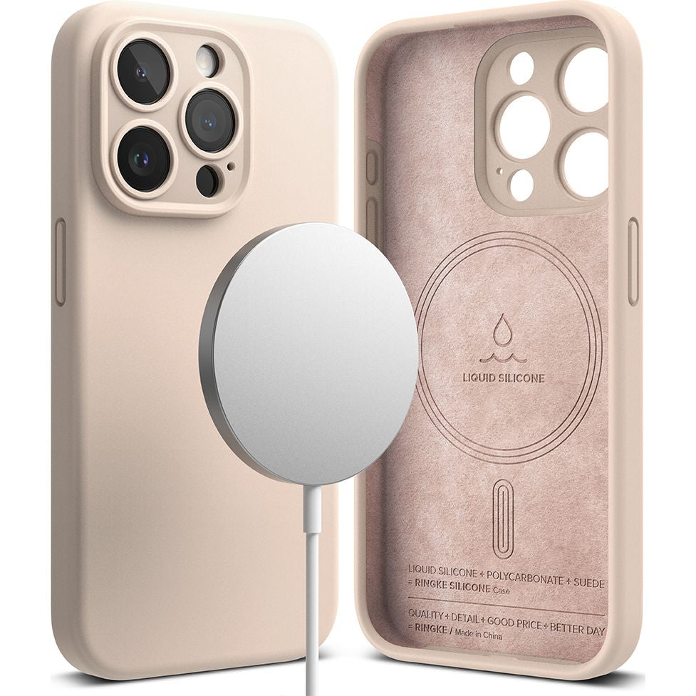 Schutzhülle Ringke Sllicone Magnetic MagSafe für Apple iPhone 15 Pro, Rosa