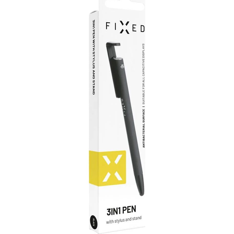 Stylus-Stift FIXED 3in1 für Touchscreen-Geräte, Schwarz