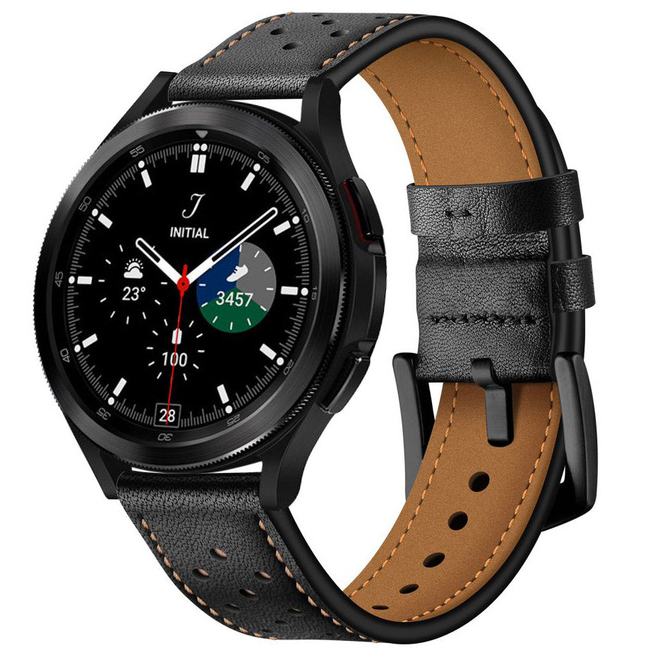 Lederarmband für Galaxy Watch 6/5 Pro/5/4/3, Tech-Protect Leather, Schwarz