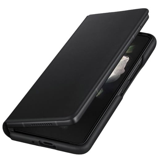 Schutzhülle Samsung Leather Flip Cover für Galaxy Z Fold 3 5G, Schwarz
