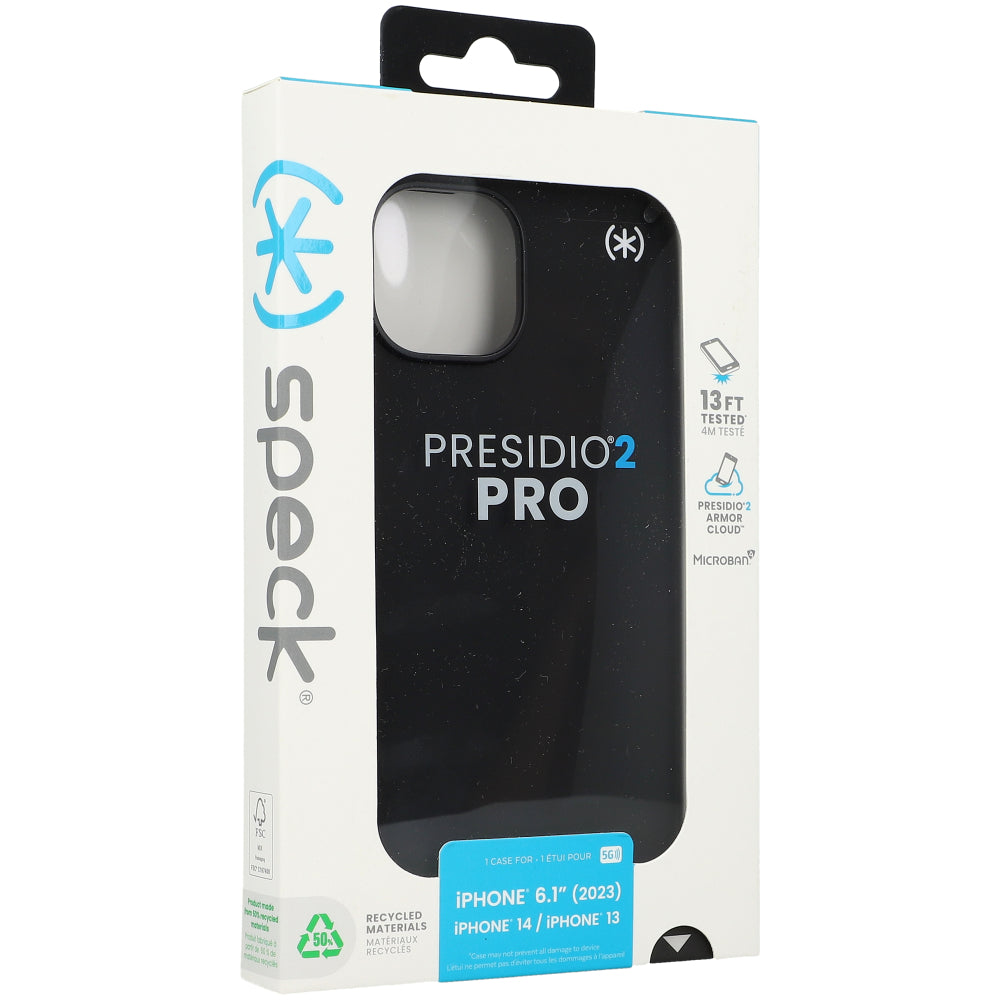 Schutzhülle Speck Presidio2 Pro für Apple iPhone 16e/15/14/13, Schwarz und Grau