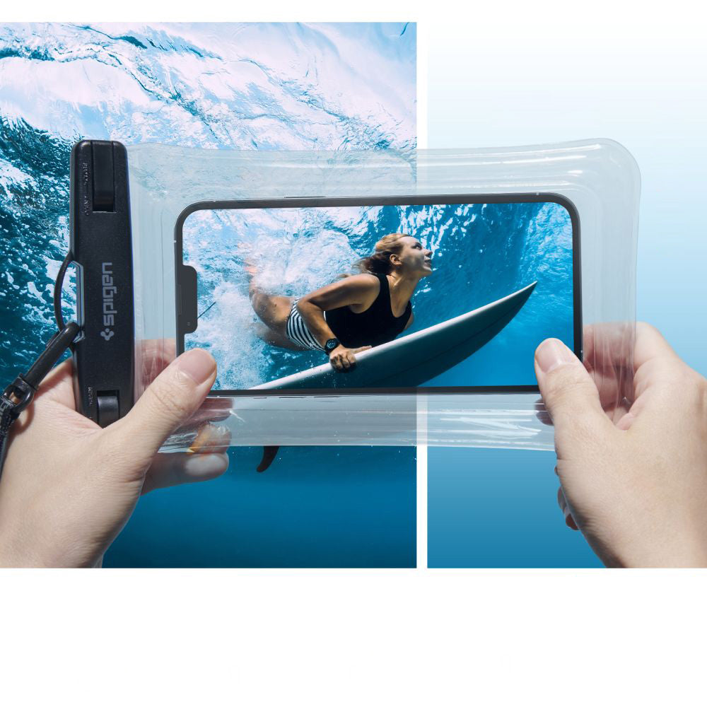 Wasserdichte Schutzhülle Spigen A610 Waterproof Float 1-Pack, Transparent/Schwarz