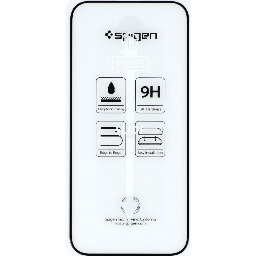 Glas für die Schutzhülle Spigen Glas.tR FC AM 2-Pack für iPhone 15 Pro, mit schwarzem Rahmen