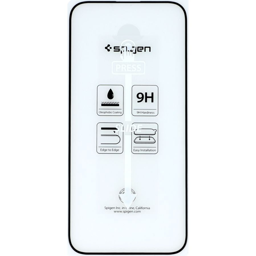 Glas für die Schutzhülle Spigen Glas.tR FC AM 2-Pack für iPhone 15 Pro Max, mit schwarzem Rahmen