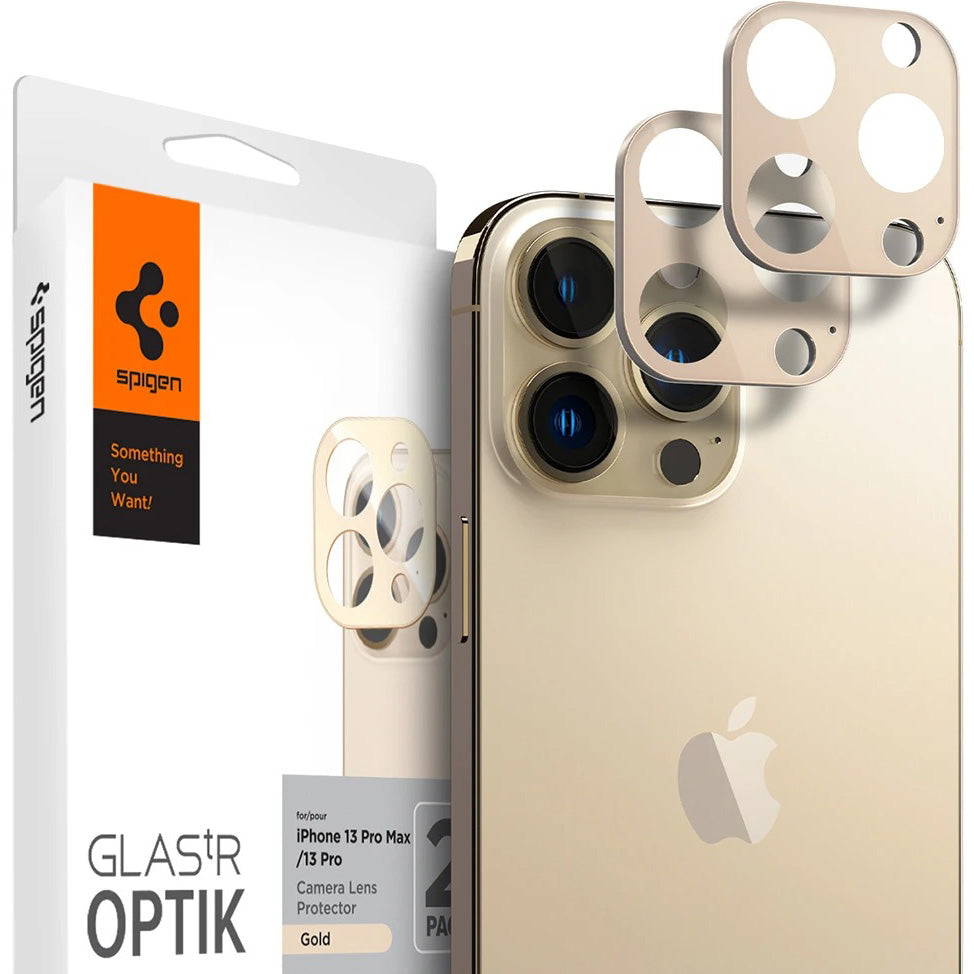 Glas für die Kamera Spigen Glas.tR Optik 2-Pack iPhone 13 Pro / 13 Pro Max, Golden