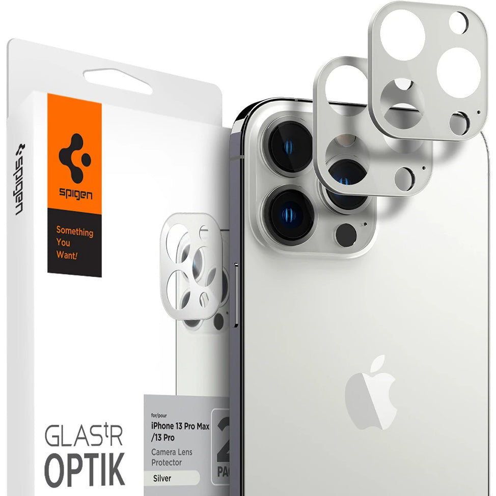 Glas für die Kamera Spigen Glas.tR Optik 2-Pack iPhone 13 Pro / 13 Pro Max, Silbern