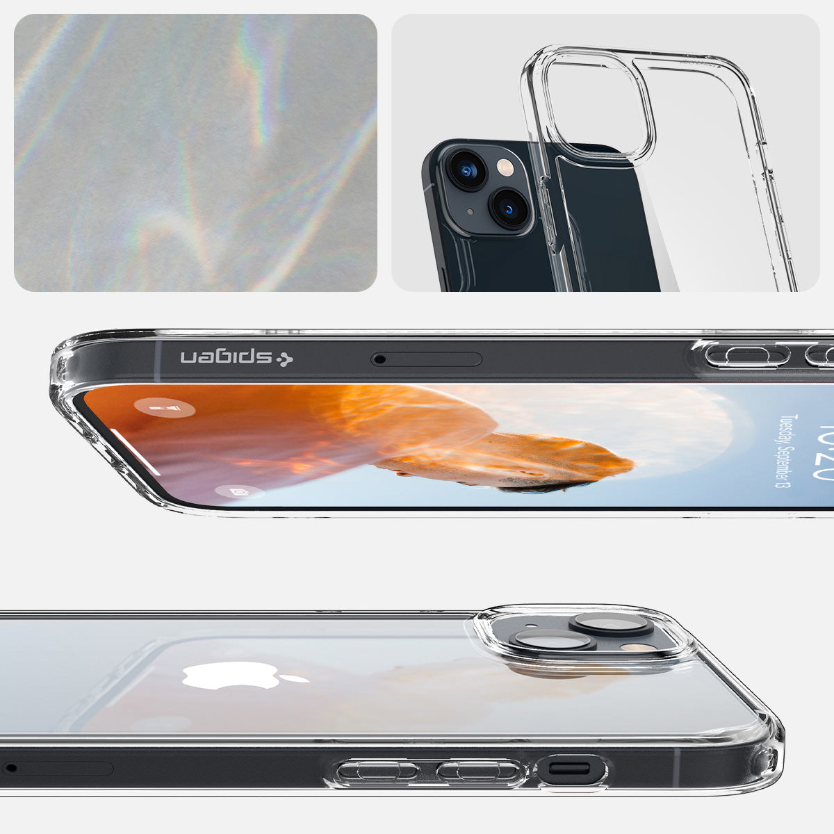 Schutzhülle Spigen Crystal Hybrid für iPhone 14, Transparent