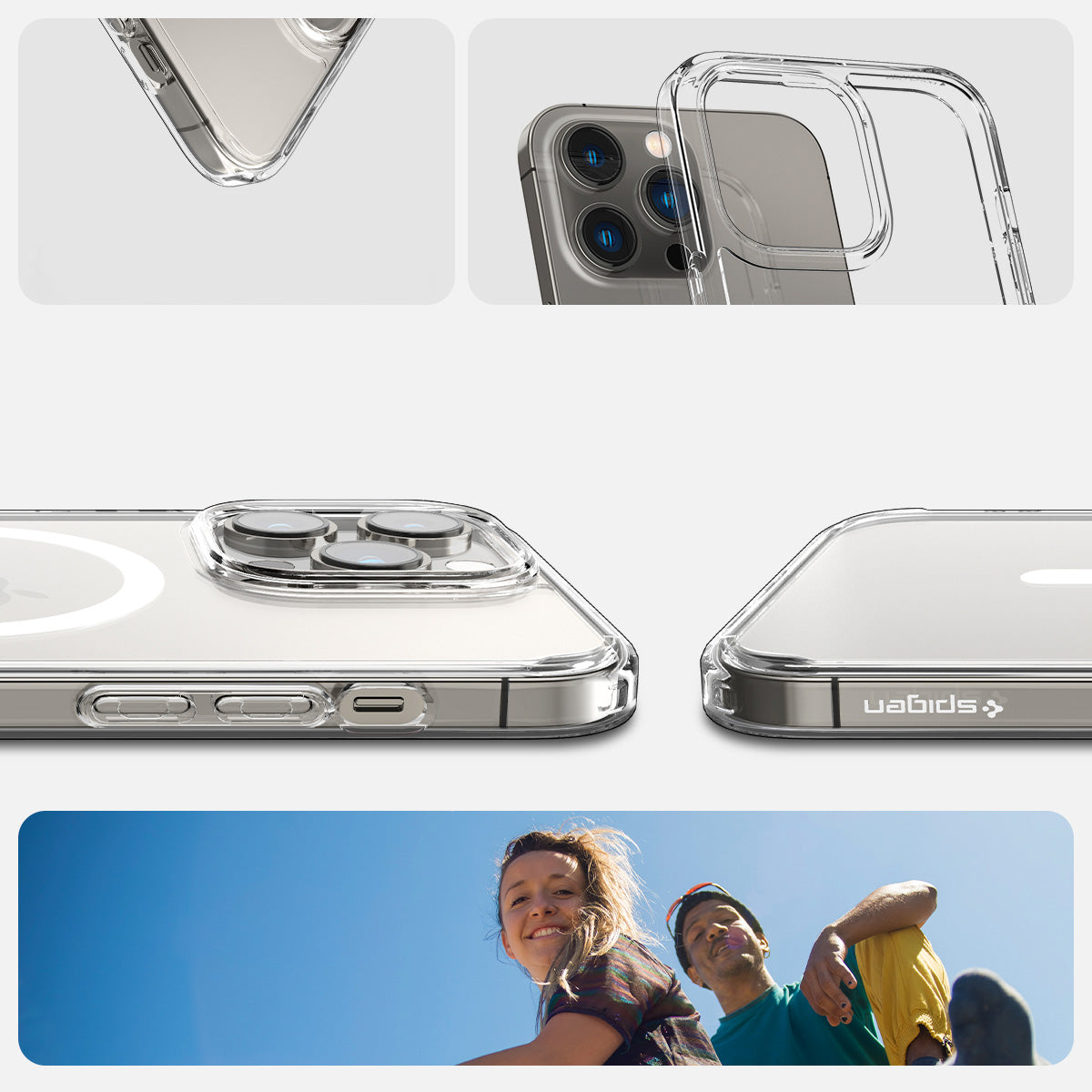 Schutzhülle Spigen Crystal Hybrid Mag mit MagSafe für iPhone 14 Pro Max, Transparent-Weiß