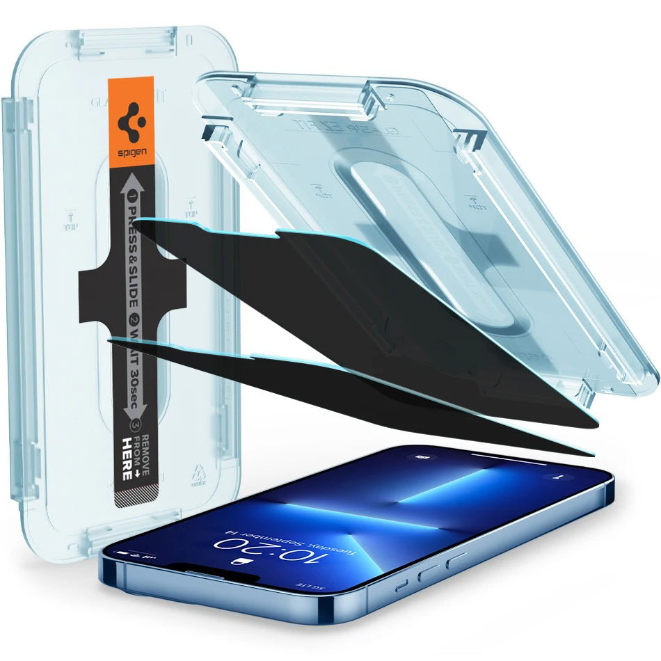 Glas für die Schutzhülle Spigen Glas.tR EZ Fit Privacy 2-Pack iPhone 13 Pro Max