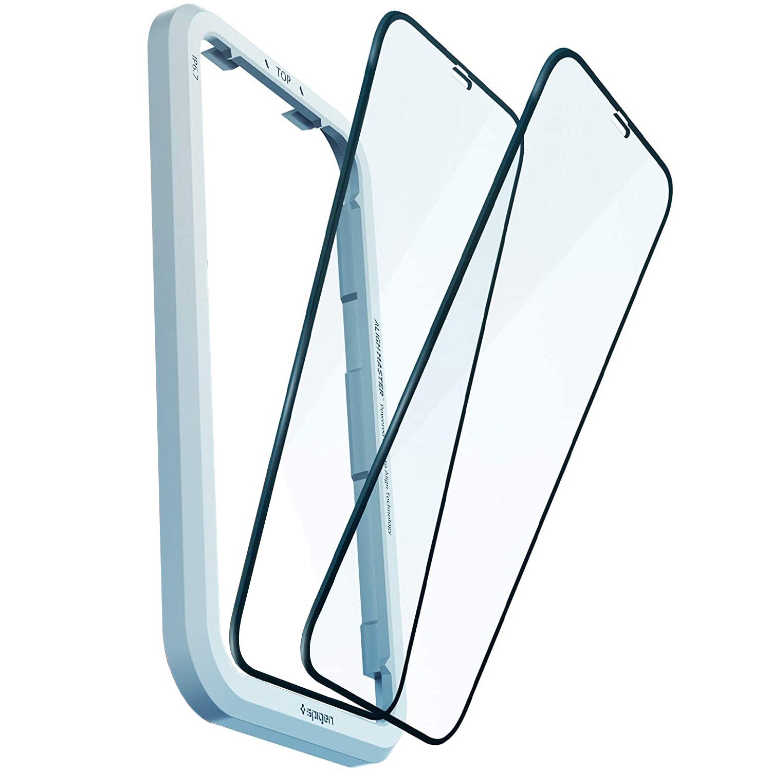 Glas für die Schutzhülle Spigen Glas.tR Slim FC AM 2-Pack iPhone 12 Pro Max schwarzer Rahmen