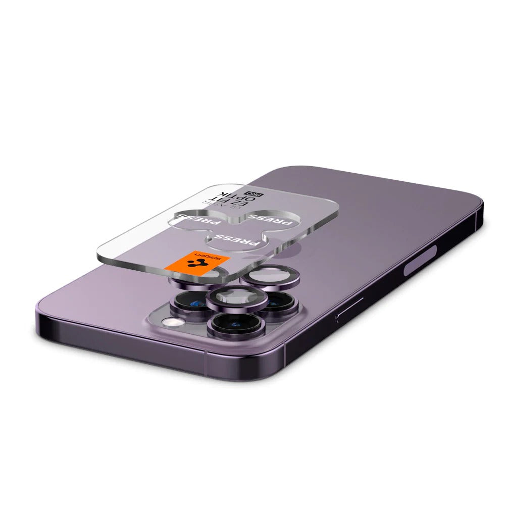 Glas für die Kamera Spigen Glas.tR Ez Fit Optik Pro 2-Pack für iPhone 15 Pro / 15 Pro Max / 14 Pro / 14 Pro Max, Schwarz-Violett