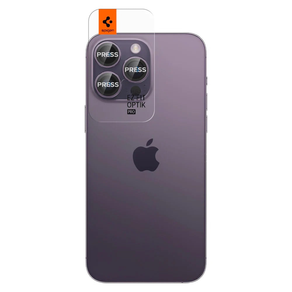 Glas für die Kamera Spigen Glas.tR Ez Fit Optik Pro 2-Pack für iPhone 15 Pro / 15 Pro Max / 14 Pro / 14 Pro Max, Schwarz-Violett