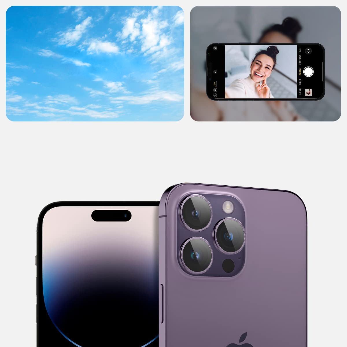 Glas für die Kamera Spigen Glas.tR Ez Fit Optik Pro 2-Pack für iPhone 15 Pro / 15 Pro Max / 14 Pro / 14 Pro Max, Schwarz-Violett