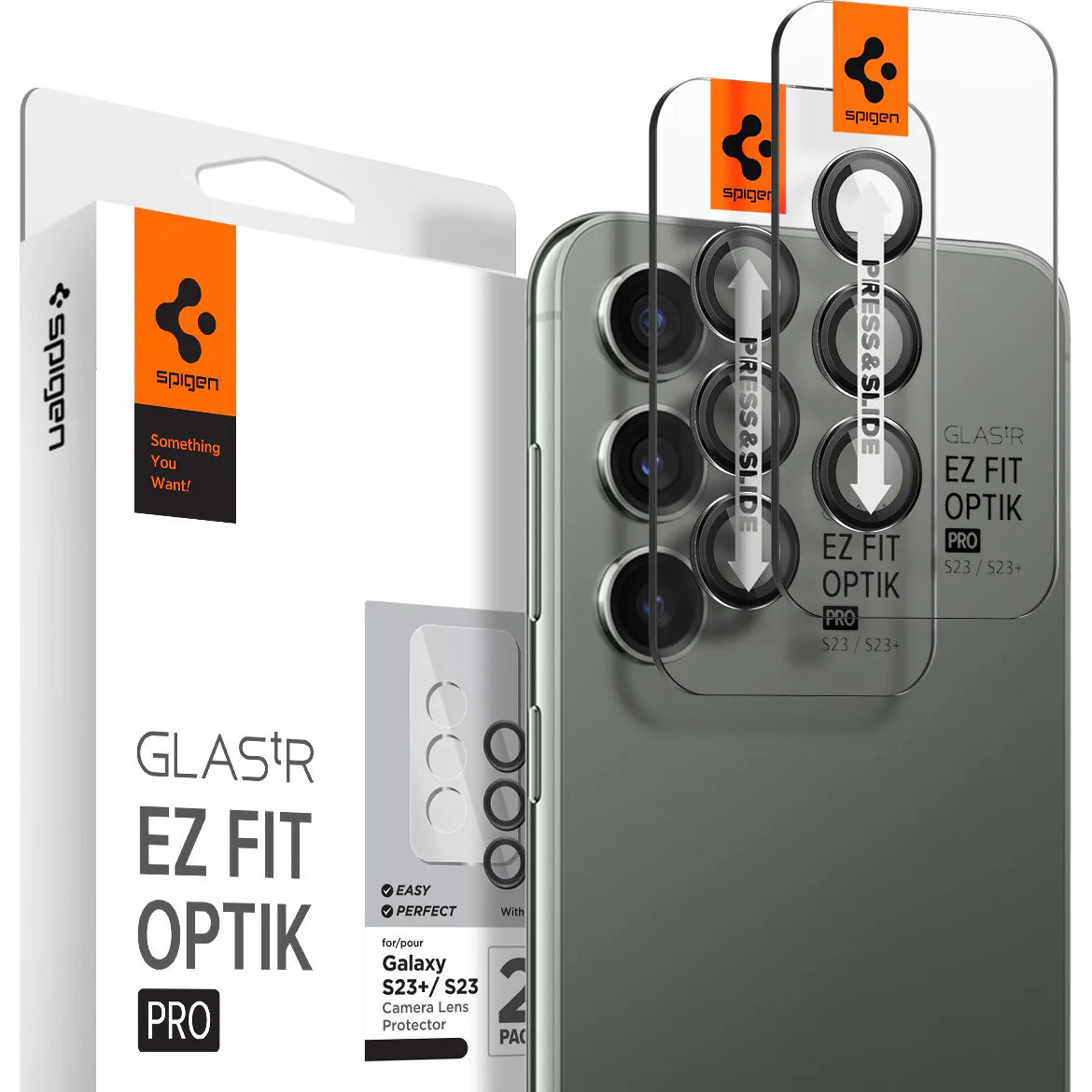 Glas für die Kamera Spigen Glas.tR Ez Fit Optik Pro 2-Pack für Galaxy S24 / S23 / S23 Plus, Schwarz