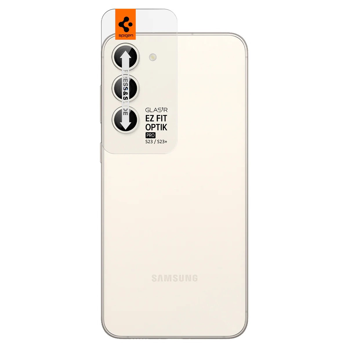 Glas für die Kamera Spigen Glas.tR Ez Fit Optik Pro 2-Pack für Galaxy S23 / S23 Plus, Beige