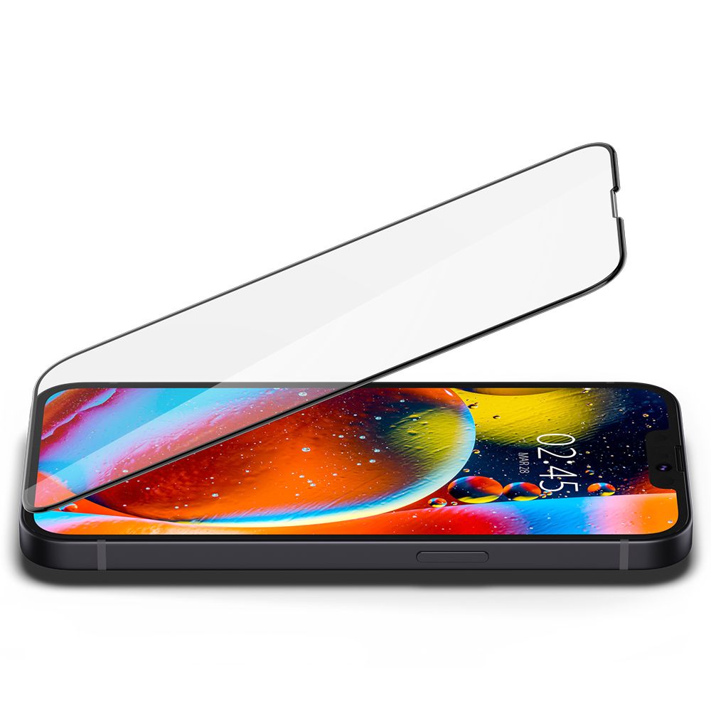 Glas für die Schutzhülle Spigen Glas.tR Slim FC iPhone 14 Plus / 13 Pro Max, schwarzer Rahmen