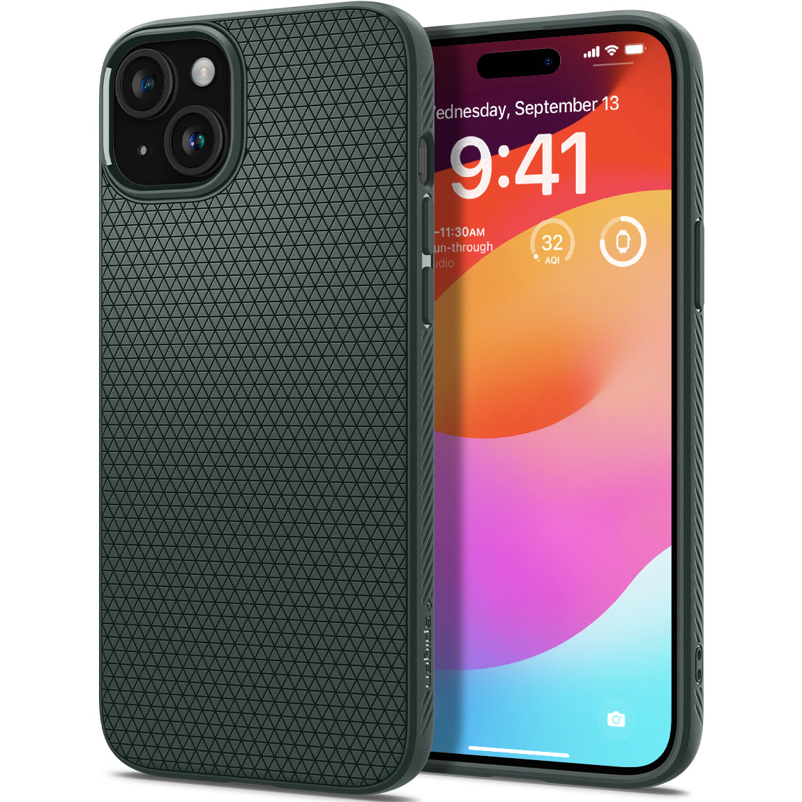 Schutzhülle Spigen Liquid Air für Apple iPhone 15, Dunkelgrün