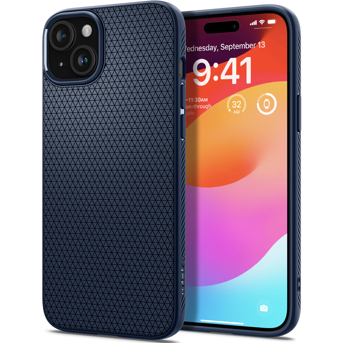 Schutzhülle Spigen Liquid Air für Apple iPhone 15, Dunkelblau
