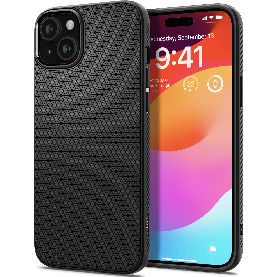 Schutzhülle Spigen Liquid Air für Apple iPhone 15 Plus, Schwarz