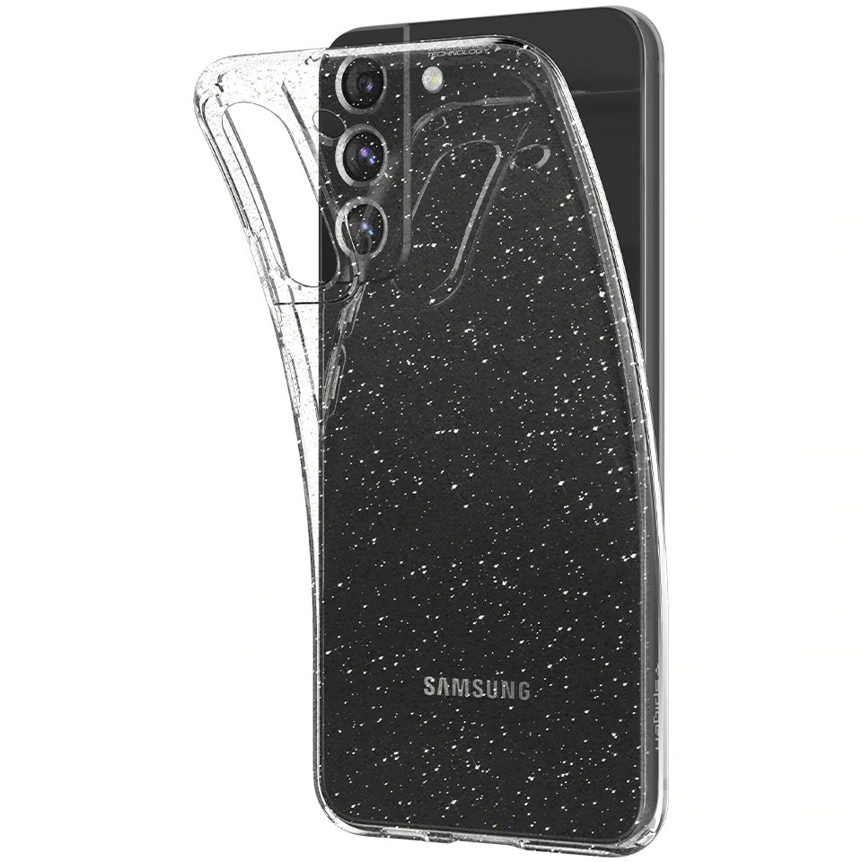 Schutzhülle Spigen Liquid Crystal Glitter für Galaxy S22, Transparent