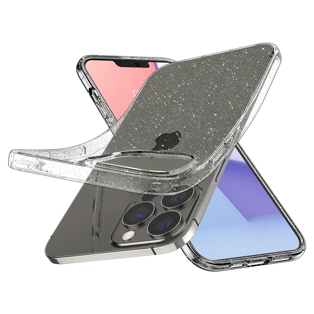 Schutzhülle Spigen Liquid Crystal Glitter für iPhone 13 Pro Max, Transparent