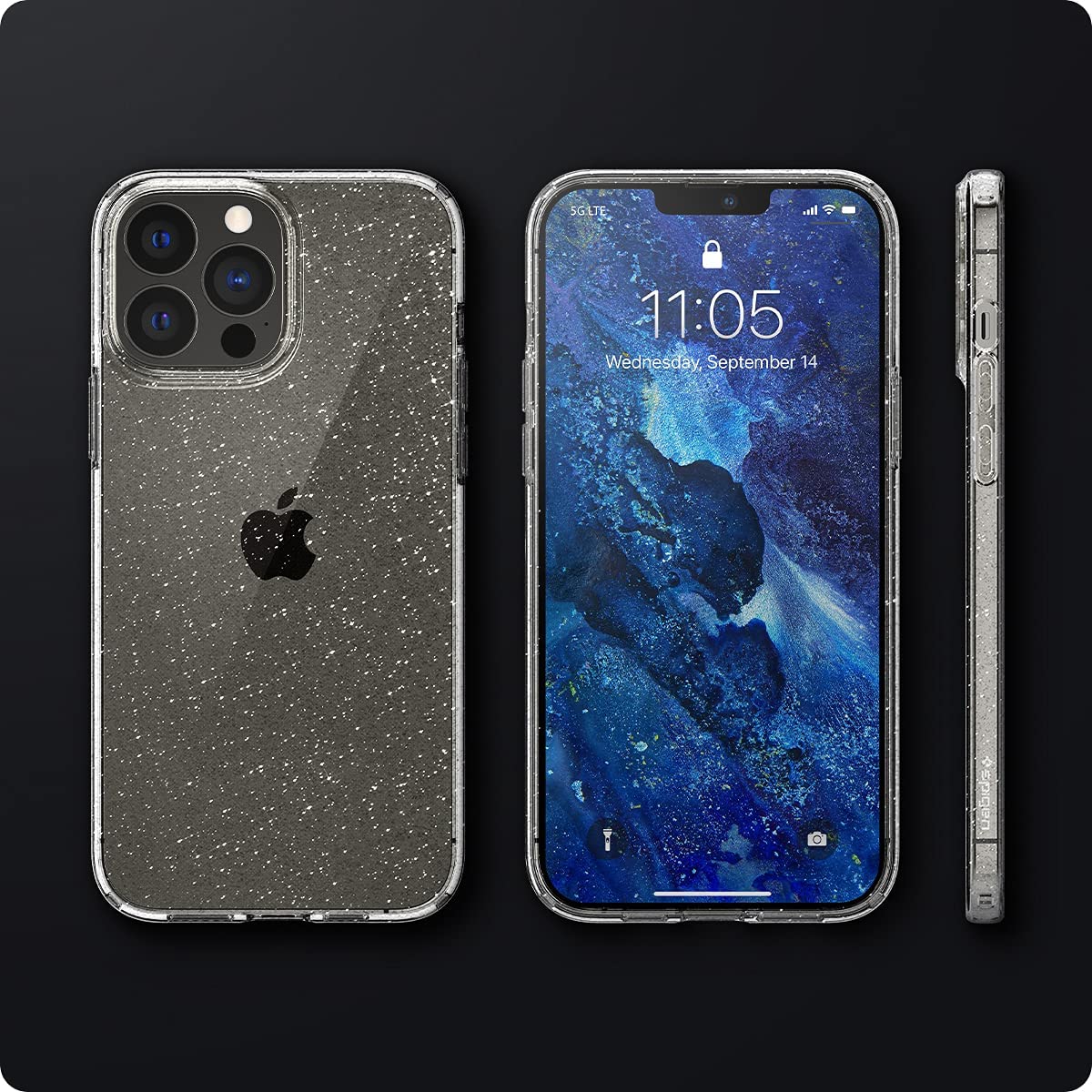 Schutzhülle Spigen Liquid Crystal Glitter für iPhone 13 Pro Max, Trans