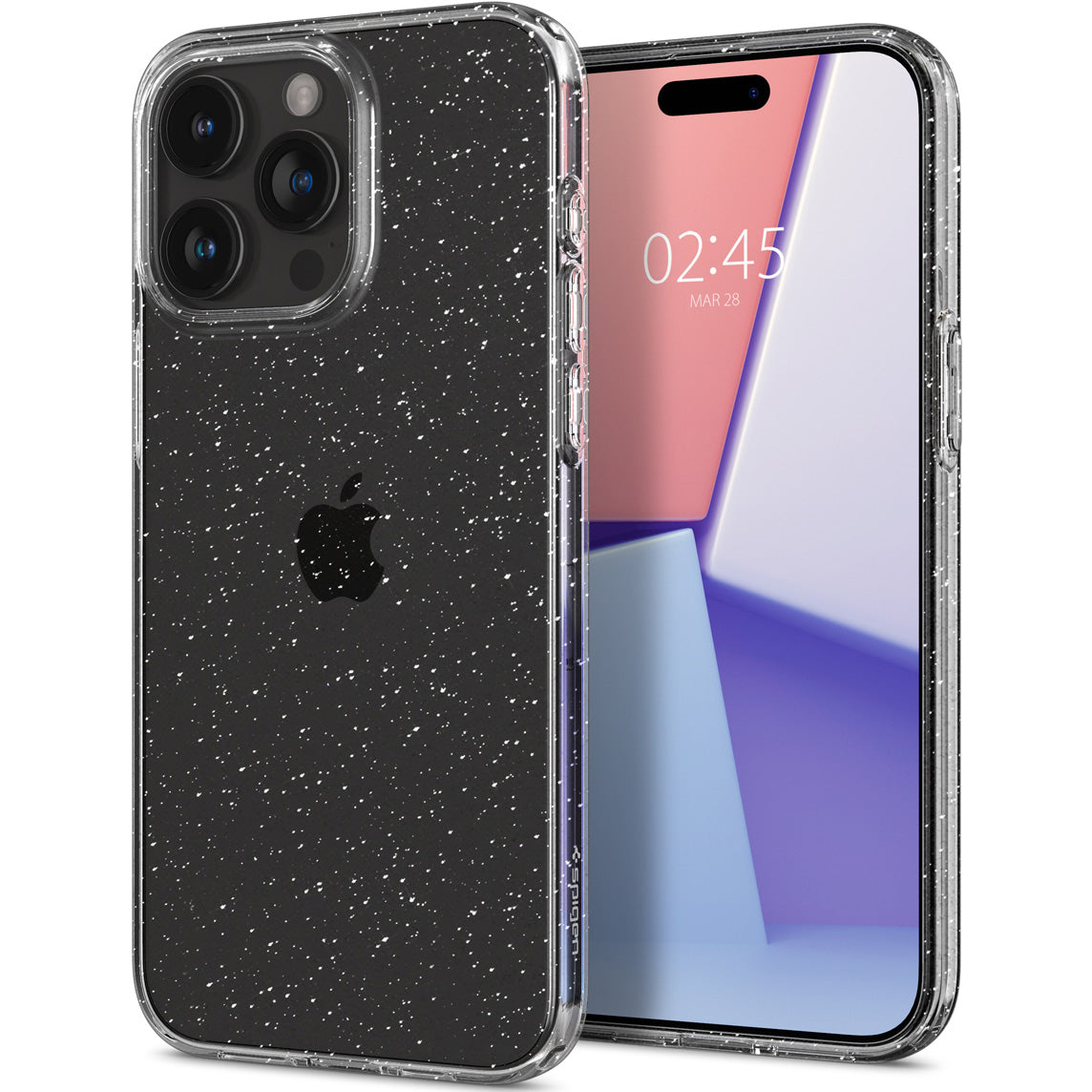 Schutzhülle Spigen Liquid Crystal für Apple iPhone 15 Pro, Transparent mit Glitzer