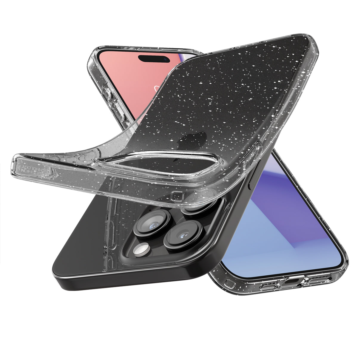 Schutzhülle Spigen Liquid Crystal für Apple iPhone 15 Pro, Transparent mit Glitzer