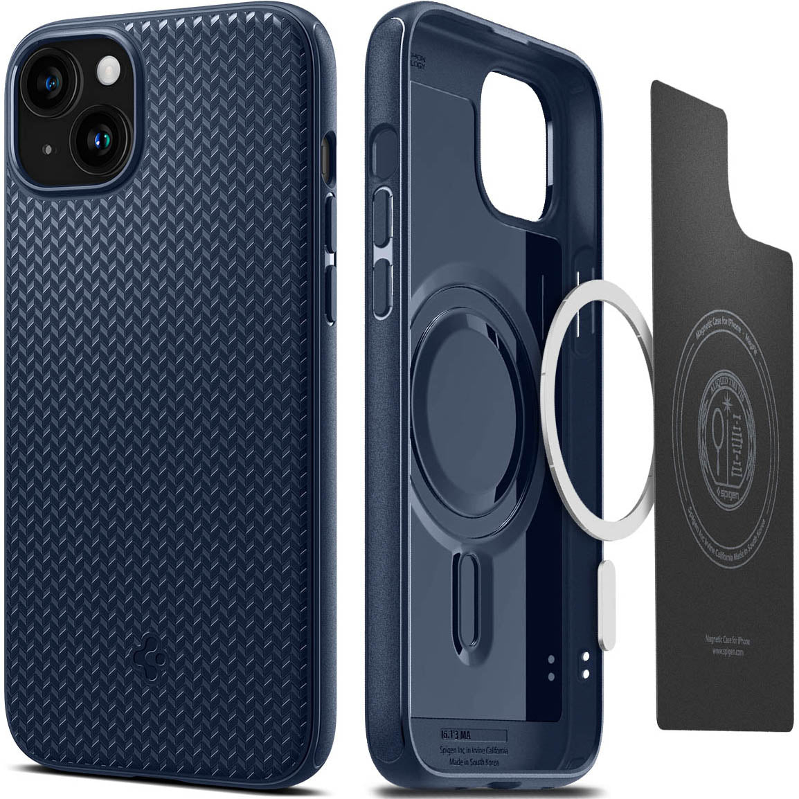 Schutzhülle Spigen Mag Armor mit MagSafe für Apple iPhone 15, Dunkelblau