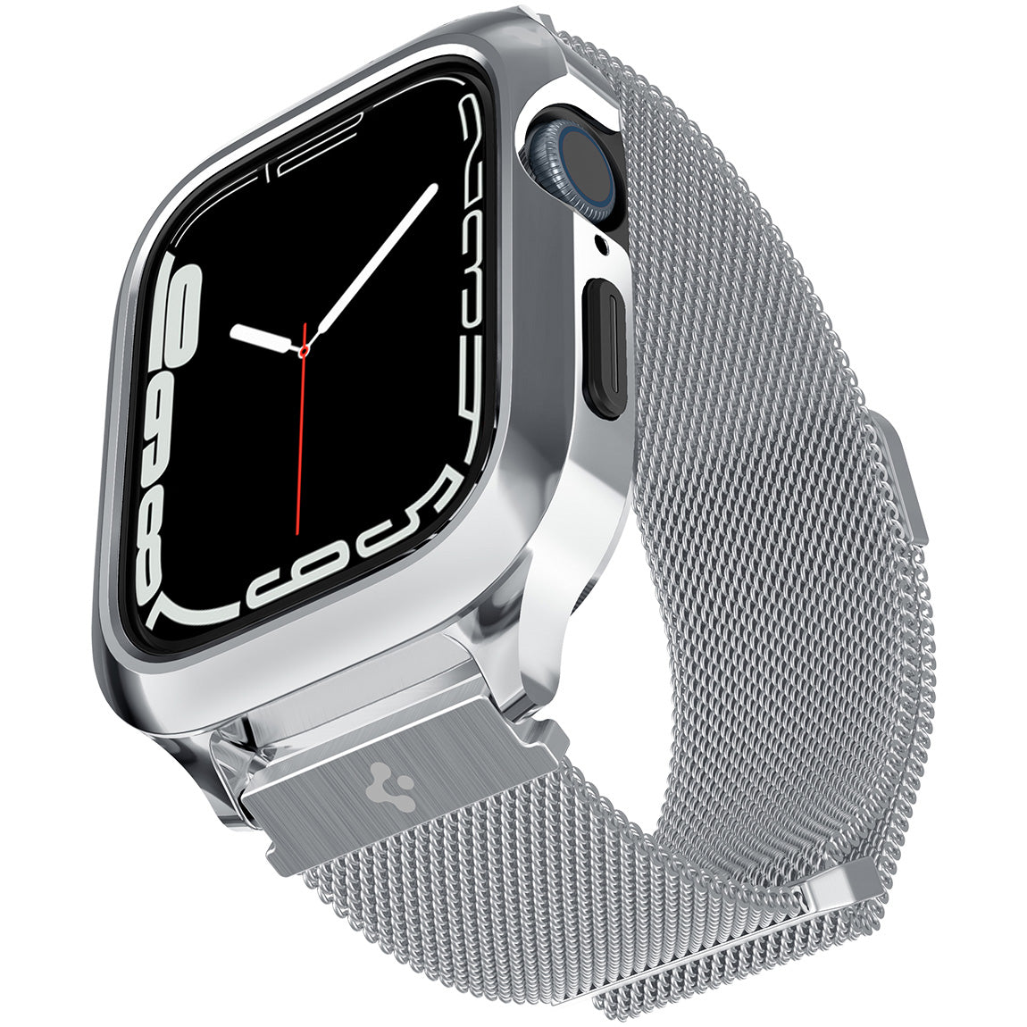 Hülle mit einem Armband Spigen Metal Fit Pro für Apple Watch 45/44 mm, Silbern