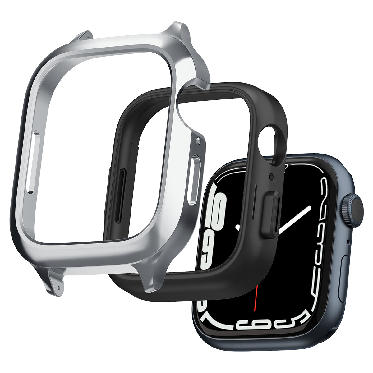 Hülle mit einem Armband Spigen Metal Fit Pro für Apple Watch 45/44 mm, Silbern