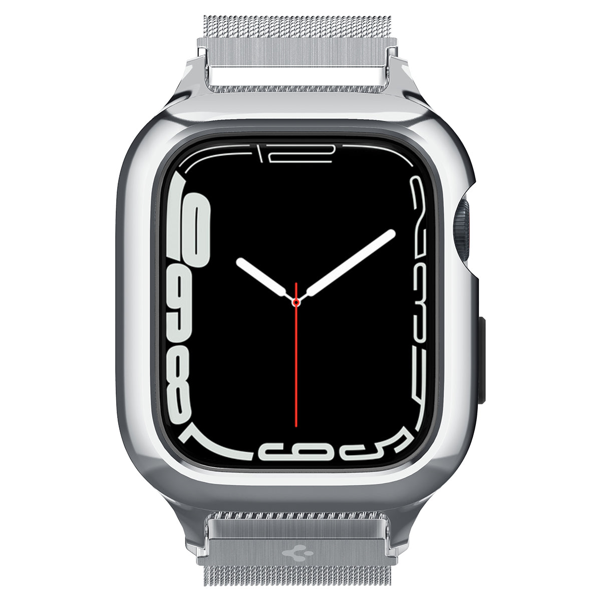 Hülle mit einem Armband Spigen Metal Fit Pro für Apple Watch 45/44 mm, Silbern