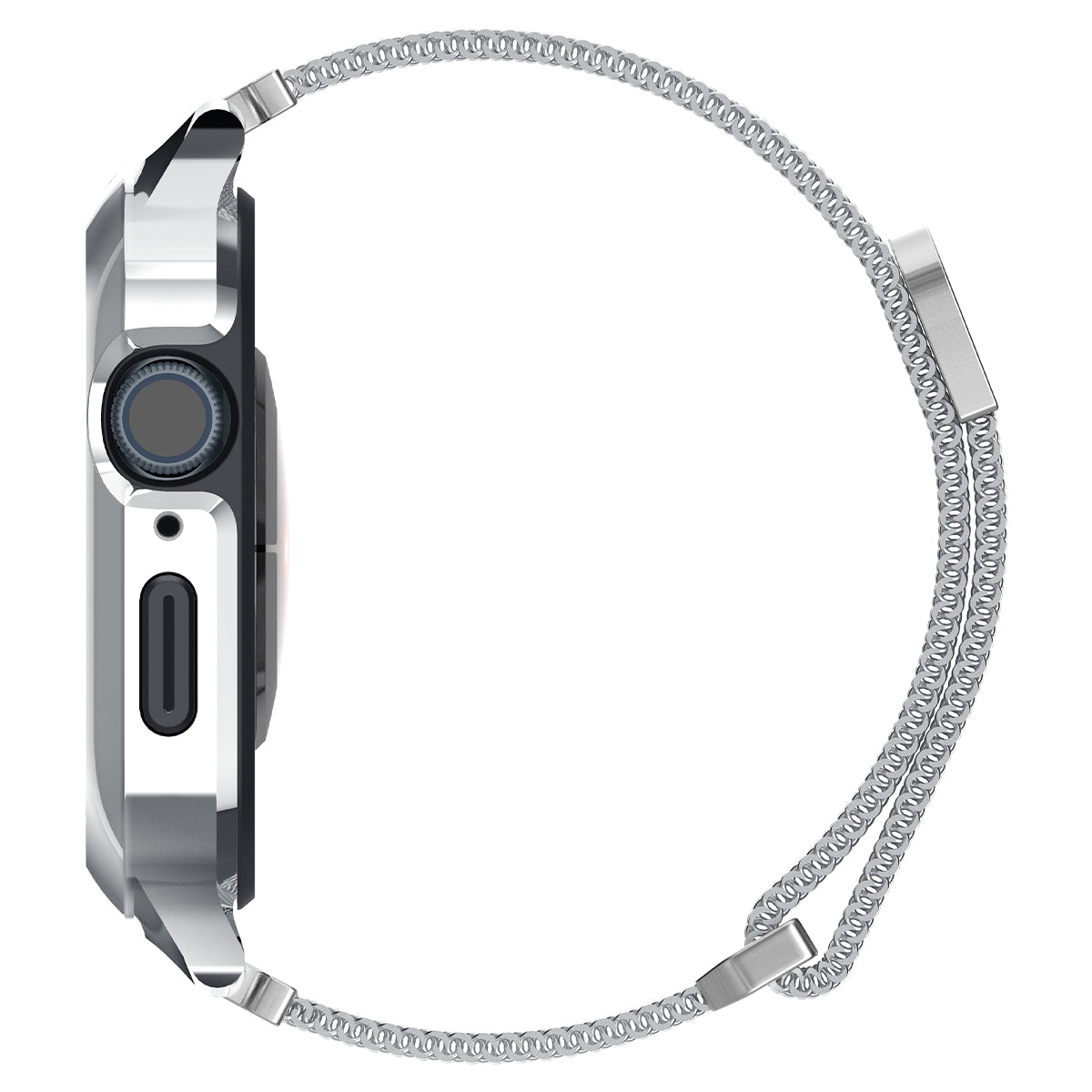 Hülle mit einem Armband Spigen Metal Fit Pro für Apple Watch 45/44 mm, Silbern