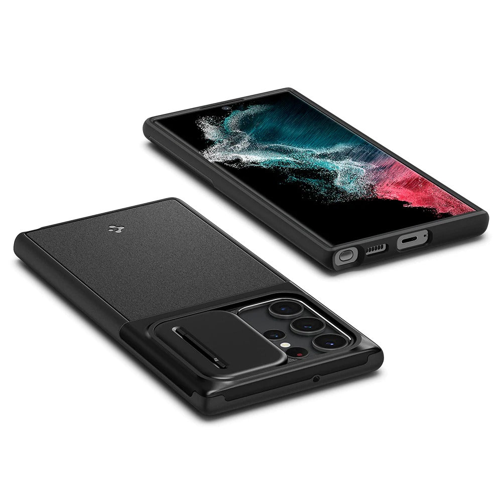 Schutzhülle Spigen Optik Armor für Galaxy S22 Ultra, Schwarz