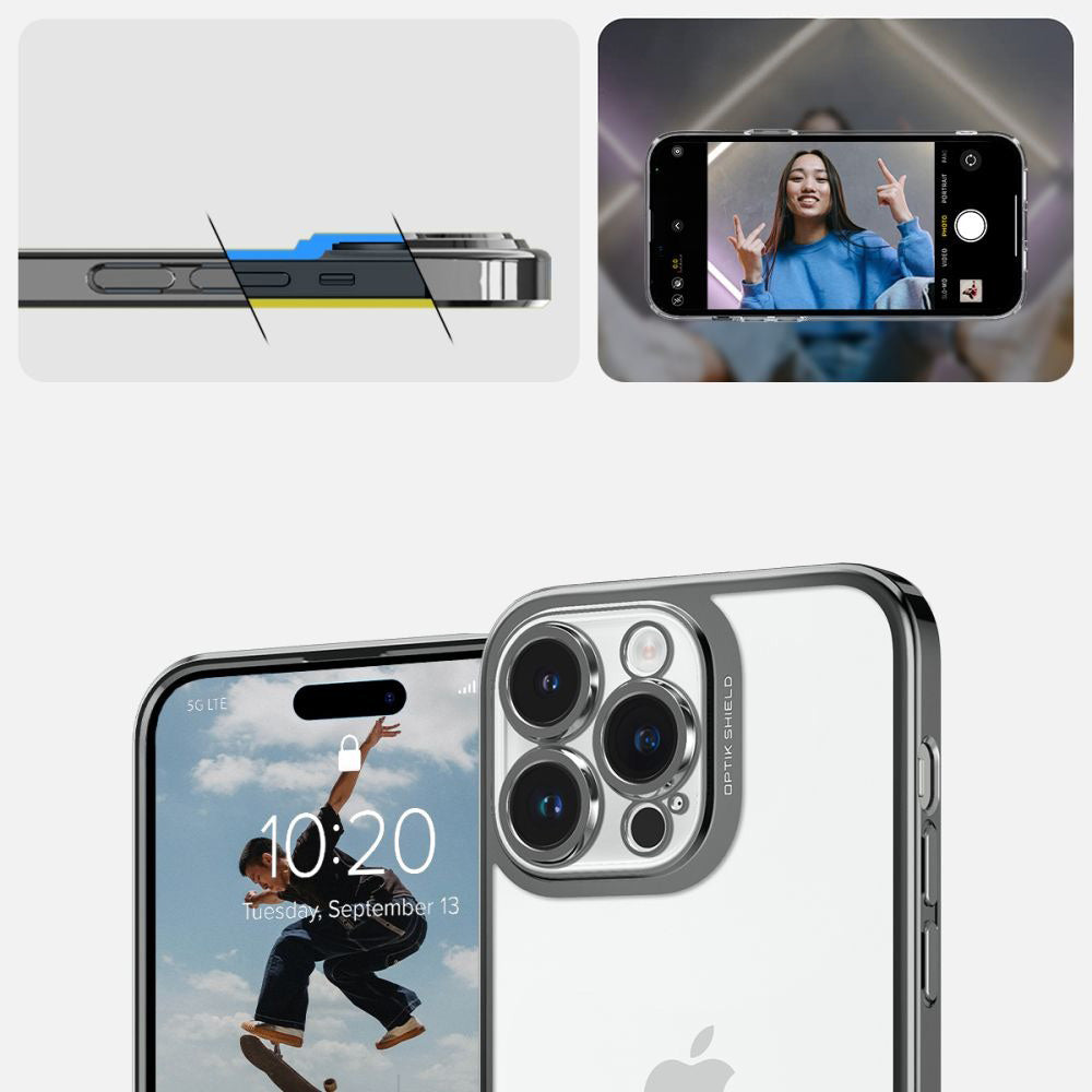 Schutzhülle Spigen Optik Crystal für iPhone 14 Pro, Transparent-Grau