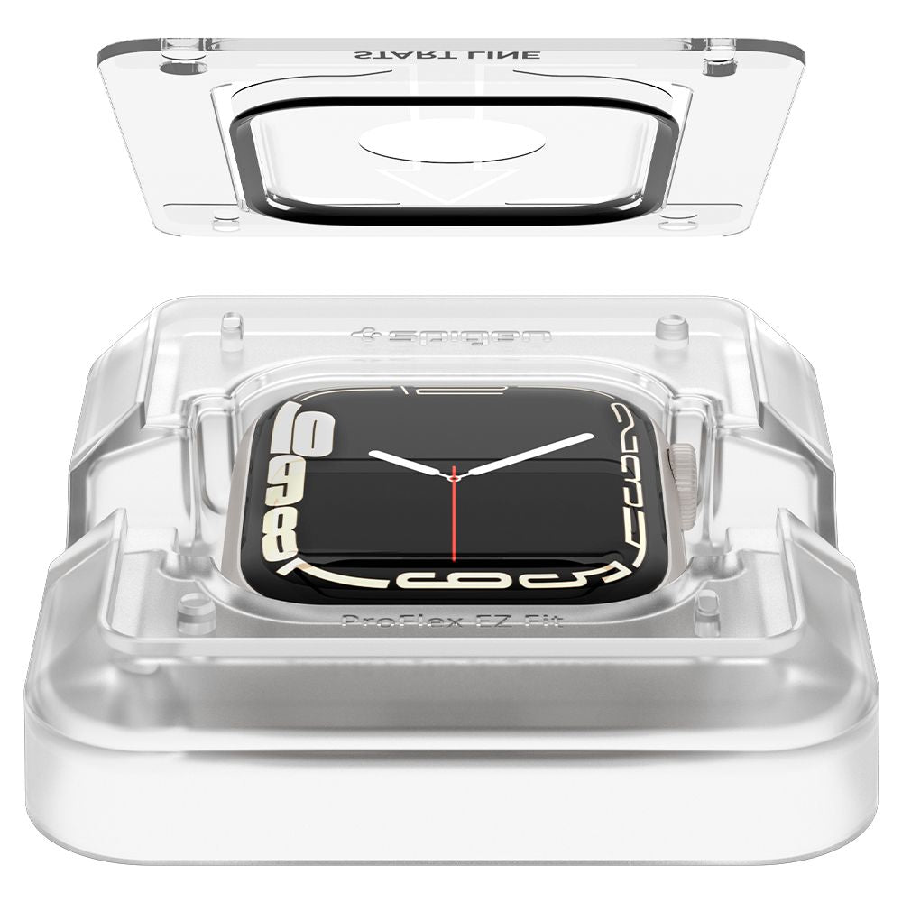 Hybridglas Spigen Pro Flex EZ Fit für Apple Watch 41 mm, schwarzer Rahmen