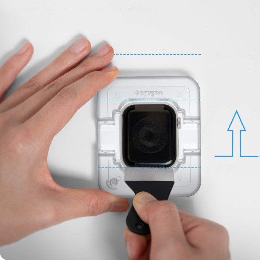 Hybridglas Spigen Pro Flex EZ Fit für Apple Watch 45 mm, schwarzer Rahmen