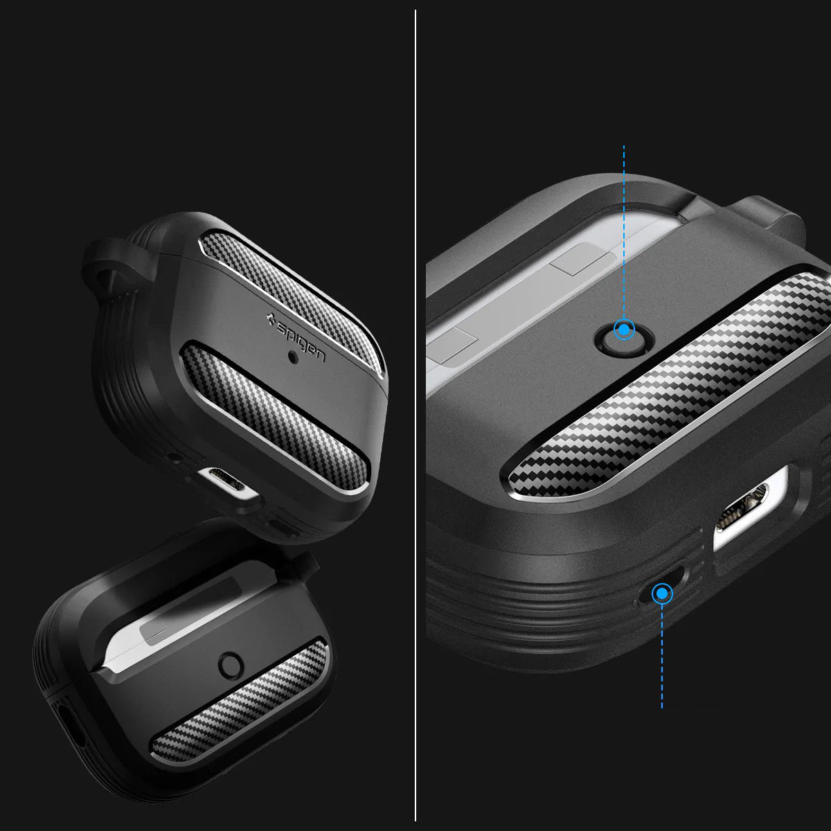 Schutzhülle Spigen Rugged Armor für AirPods Pro 2 / 1, Schwarz